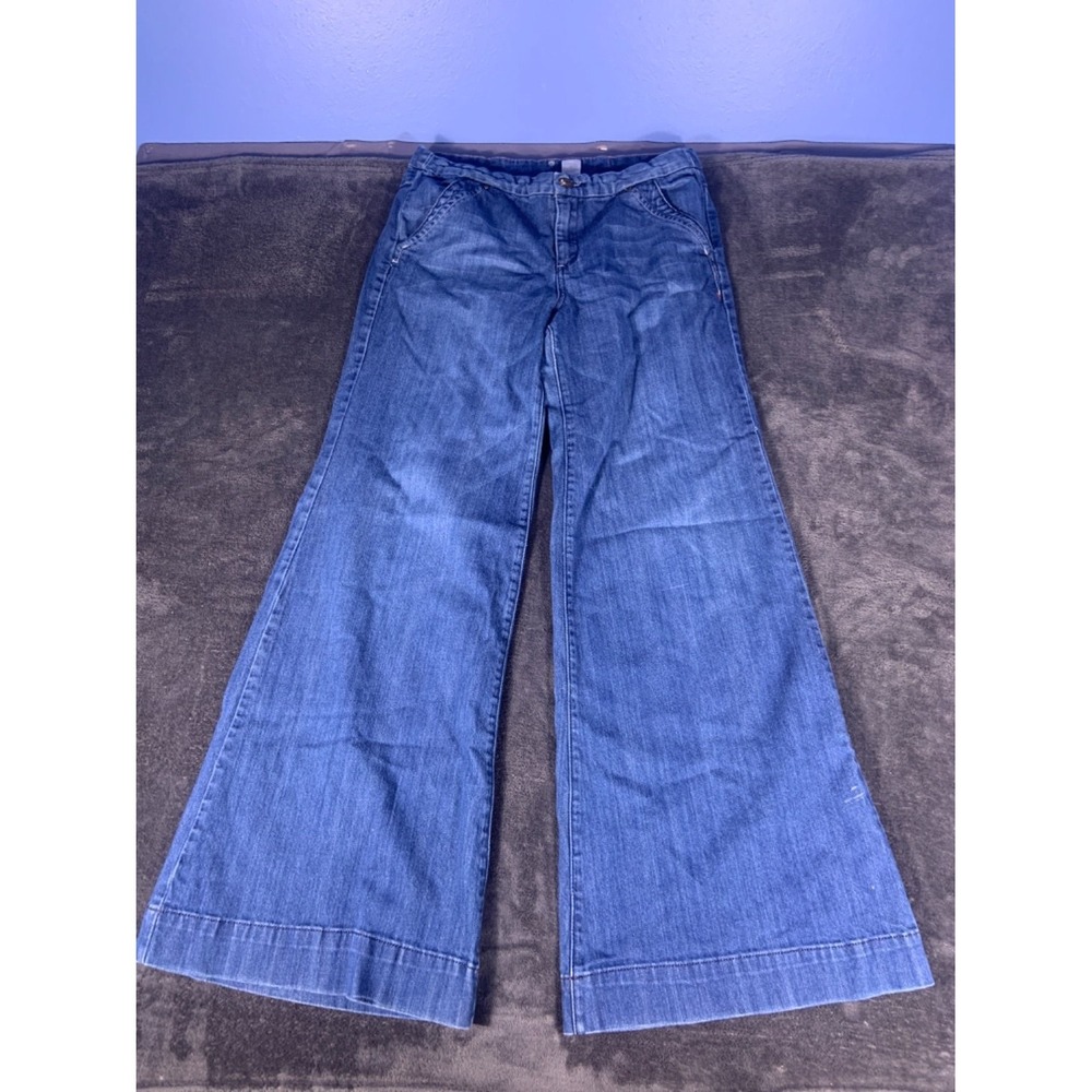 Paris Hilton Grace in LA Wide Leg Flare Jeans Women 31 High Rise Studded Y2K
